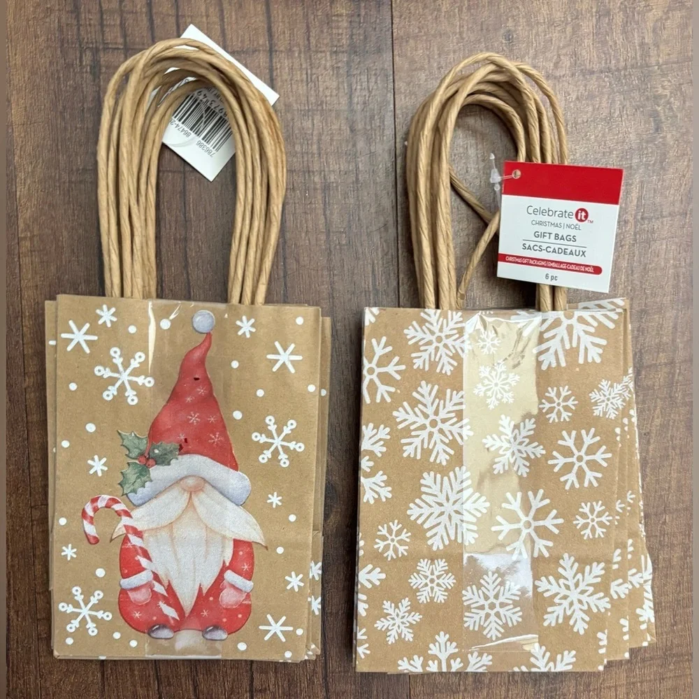 Christmas bags bows box paper NEW NWT Approx 4 lbs Santa candy cane tree
